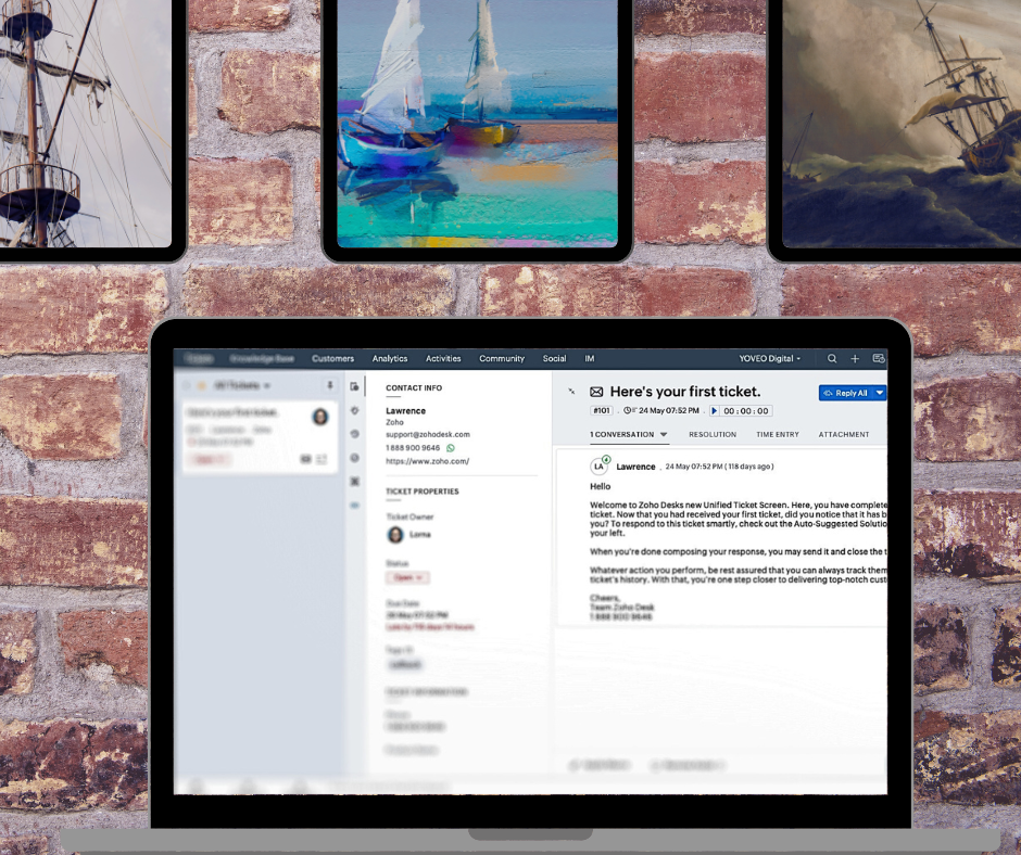 Zoho Desk screen on laptop|
