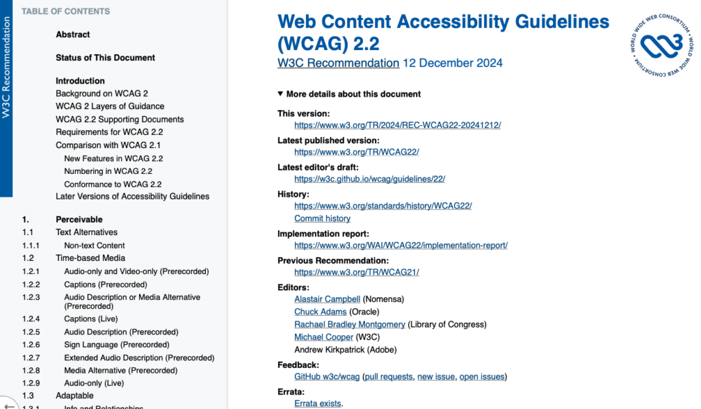 Web Content Accessibility Guidelines (WCAG) 2.2